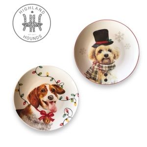 Highland Hound Dog Christmas Plates